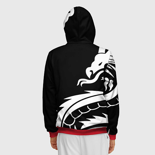 Мужская толстовка на молнии Samurai dragon steel japan / 3D-Красный – фото 4