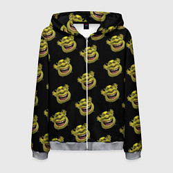 Толстовка 3D на молнии мужская Паттерн - Шрек, цвет: 3D-меланж