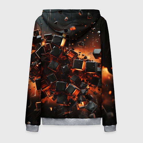 Мужская толстовка на молнии Черные кубики во взрыве абстракции / 3D-Меланж – фото 2
