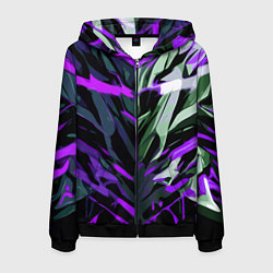 Толстовка 3D на молнии мужская Хаотичная чёрно-фиолетово абстракция, цвет: 3D-черный