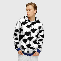 Толстовка 3D на молнии мужская Чётные пятна на белом фоне - минимализм, цвет: 3D-синий — фото 2