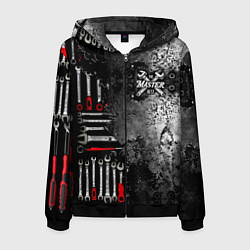 Толстовка 3D на молнии мужская Лучший мастер, цвет: 3D-черный