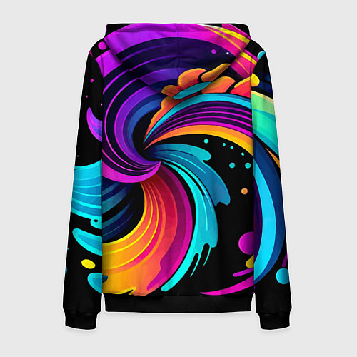 Мужская толстовка на молнии Яркая красочная абстракция - нейроарт / 3D-Черный – фото 2