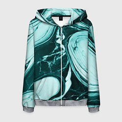 Мужская толстовка на молнии Бирюзовый мрамор