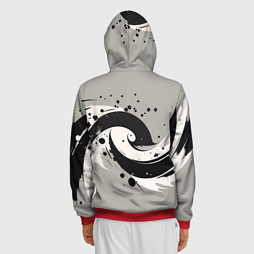 Мужская толстовка на молнии Инь-янь абстракция - нейроарт / 3D-Красный – фото 4