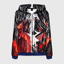 Мужская толстовка на молнии Красная каменная абстракция и белая полоса