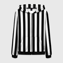 Мужская толстовка на молнии Вертикальные черно белые полосы