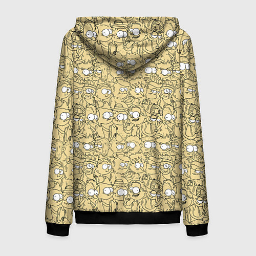 Мужская толстовка на молнии Дудл человечки носатые - паттерн / 3D-Черный – фото 2