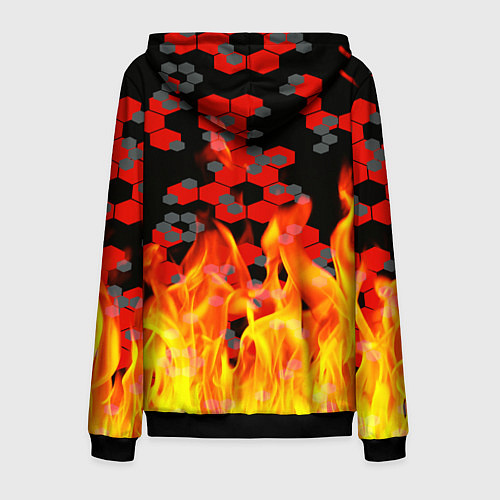 Мужская толстовка на молнии Герб РФ броня в огне / 3D-Черный – фото 2