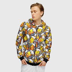 Толстовка 3D на молнии мужская Граффити пиво пенное, цвет: 3D-черный — фото 2