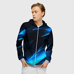 Толстовка 3D на молнии мужская Грани неоновые текстура, цвет: 3D-меланж — фото 2