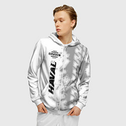Толстовка 3D на молнии мужская Haval speed на светлом фоне со следами шин по-верт, цвет: 3D-белый — фото 2
