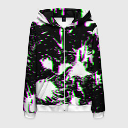 Толстовка 3D на молнии мужская Краски глитч неон, цвет: 3D-белый