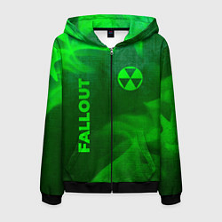 Толстовка 3D на молнии мужская Fallout - green gradient вертикально, цвет: 3D-черный