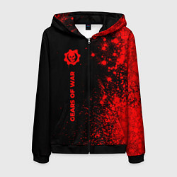 Толстовка 3D на молнии мужская Gears of War - red gradient по-вертикали, цвет: 3D-черный