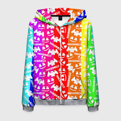 Толстовка 3D на молнии мужская Marshmello rainbow, цвет: 3D-меланж