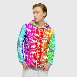 Толстовка 3D на молнии мужская Marshmello rainbow, цвет: 3D-меланж — фото 2
