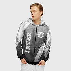Толстовка 3D на молнии мужская Inter - grey gradient вертикально, цвет: 3D-черный — фото 2