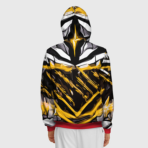 Мужская толстовка на молнии Yellow and white abstraction on a black background / 3D-Красный – фото 4