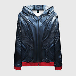 Толстовка 3D на молнии мужская Металлический карбон, цвет: 3D-красный