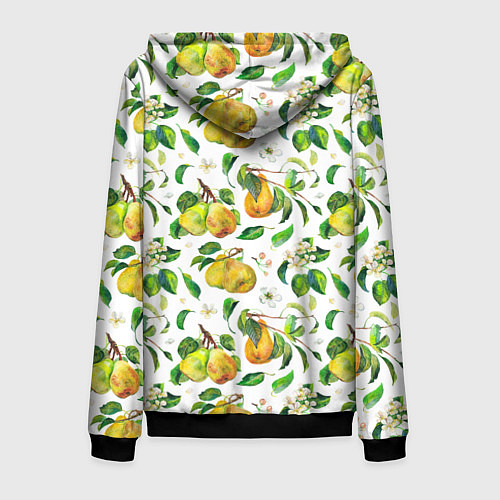 Мужская толстовка на молнии Груши и цветы / 3D-Черный – фото 2