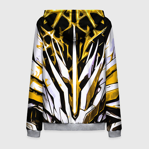 Мужская толстовка на молнии Чёрный фон, жёлто-белая абстракция / 3D-Меланж – фото 2