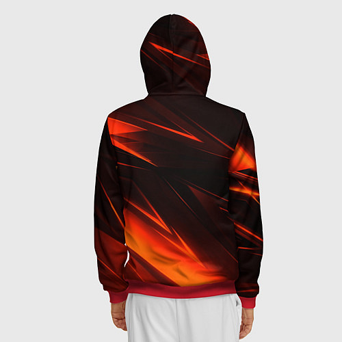 Мужская толстовка на молнии Geometry orange stripes / 3D-Красный – фото 4