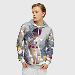 Толстовка 3D на молнии мужская Космонавт на фантастической планете, цвет: 3D-белый — фото 2