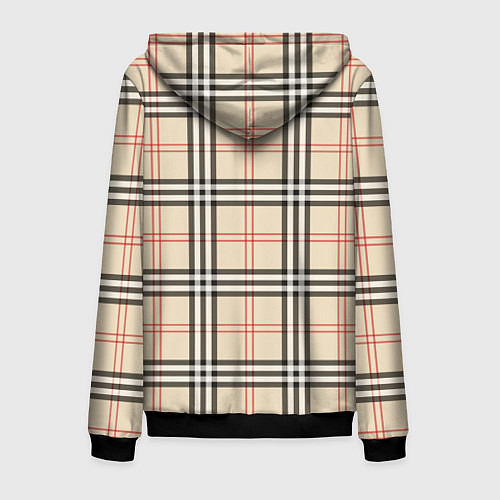 Мужская толстовка на молнии Стильная клетка - шотландка / 3D-Черный – фото 2