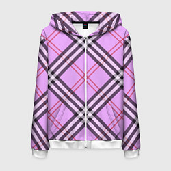 Толстовка 3D на молнии мужская Стильная клетка - крупно, цвет: 3D-белый
