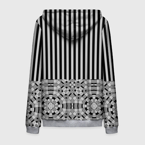Мужская толстовка на молнии Комбинированный с геометрическим и полосатым узоро / 3D-Меланж – фото 2