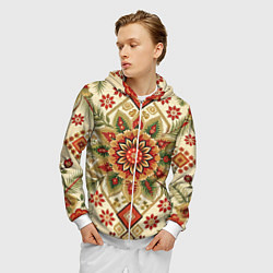 Толстовка 3D на молнии мужская Стиль советского ковра узоры и орнамент, цвет: 3D-белый — фото 2