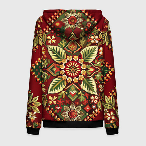 Мужская толстовка на молнии Стиль советского ковра узоры и орнамент / 3D-Черный – фото 2