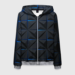 Мужская толстовка на молнии Квадратная геометрия с синей подсветкой