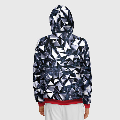 Мужская толстовка на молнии Взрыв геометрических треугольников / 3D-Красный – фото 4