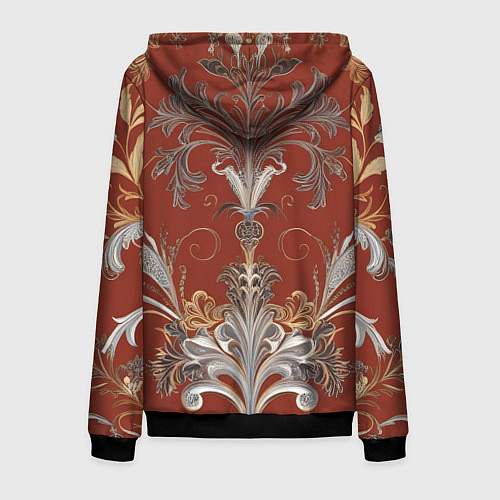 Мужская толстовка на молнии Изысканный орнамент ковер / 3D-Черный – фото 2