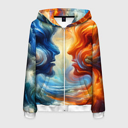 Мужская толстовка на молнии Профили парня и девушки - две стихии