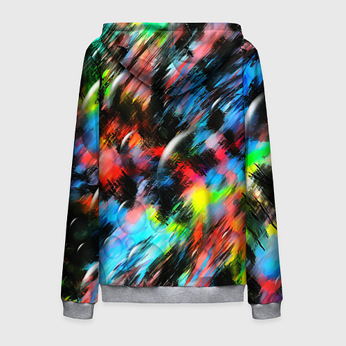 Мужская толстовка на молнии Цветные краски абстракция / 3D-Меланж – фото 2