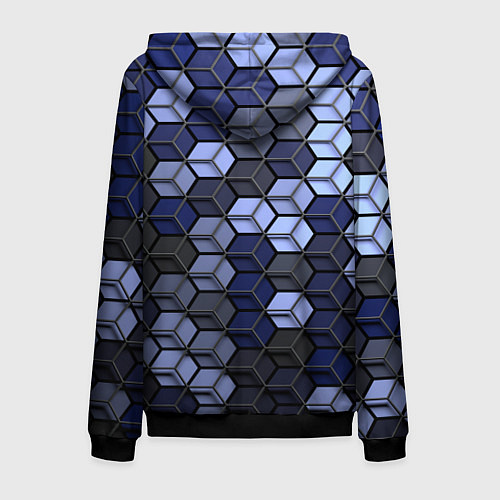 Мужская толстовка на молнии Серо синие соты / 3D-Черный – фото 2