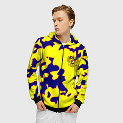 Толстовка 3D на молнии мужская Российская империя камуфляж желтый, цвет: 3D-черный — фото 2