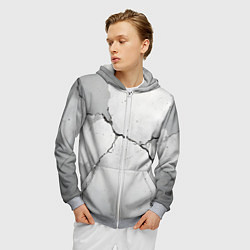 Толстовка 3D на молнии мужская Растрескавшийся бетон, цвет: 3D-меланж — фото 2