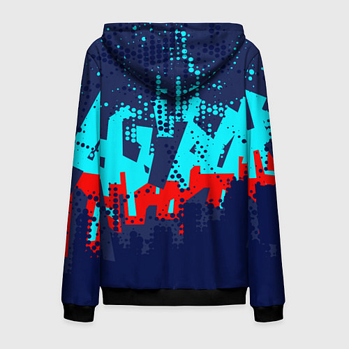 Мужская толстовка на молнии Красно-синяя абстракция / 3D-Черный – фото 2