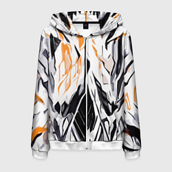 Мужская толстовка на молнии Чёрно-жёлтая абстракция на белом фоне