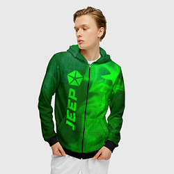 Толстовка 3D на молнии мужская Jeep - green gradient по-вертикали, цвет: 3D-черный — фото 2