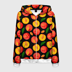 Толстовка 3D на молнии мужская Персиковый паттерн, цвет: 3D-белый