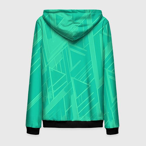 Мужская толстовка на молнии Мятный зелёный однотонный геометричный / 3D-Черный – фото 2