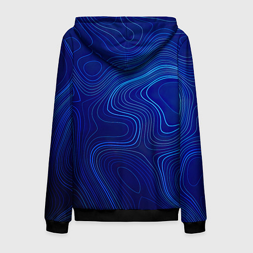 Мужская толстовка на молнии Синяя топография / 3D-Черный – фото 2
