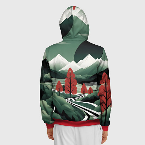 Мужская толстовка на молнии Дорога на природу / 3D-Красный – фото 4