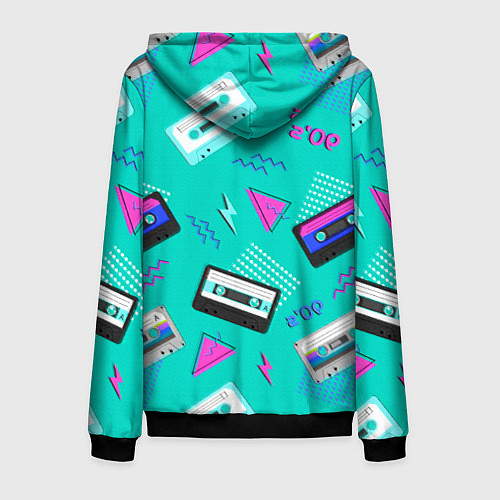 Мужская толстовка на молнии Бирюзовая кассета из 90-х / 3D-Черный – фото 2