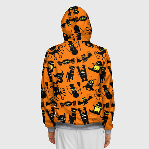Мужская толстовка на молнии Монстры хэллоуина / 3D-Меланж – фото 4
